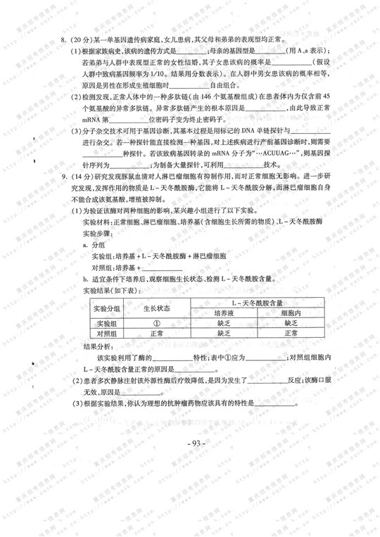 2013年高考理科综合试题及答案（重庆卷）【12】