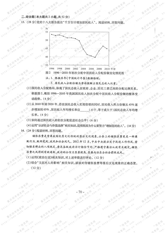 2013年高考文科综合试题及答案（重庆卷）【4】