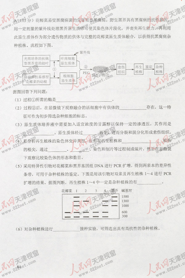 2013高考天津理科综合试题及答案（清晰版）【25】