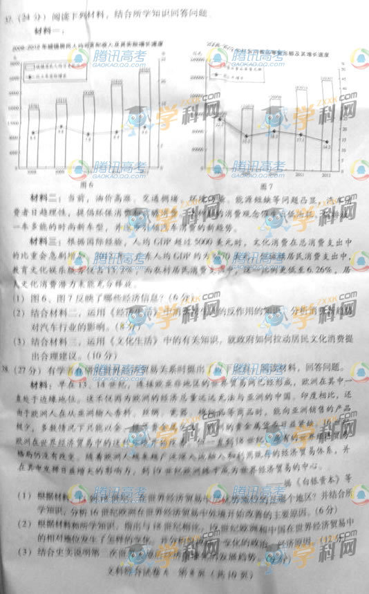 2013高考广东文科综合试题A卷【7】